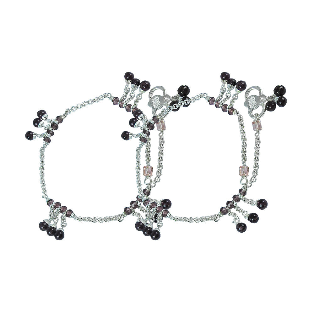 Boho Chic Oxidized Sterling Silver Anklets