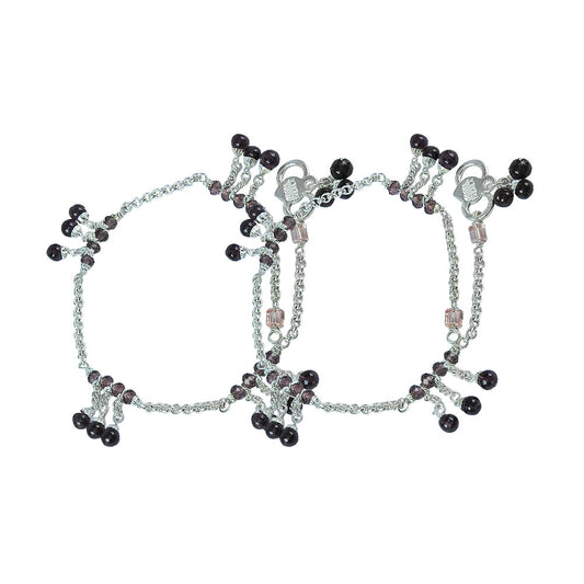 Boho Chic Oxidized Sterling Silver Anklets