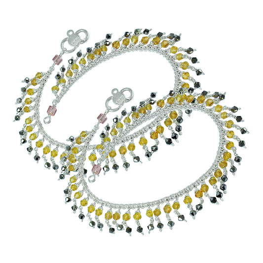 Traditional Indian Sterling Silver Anklets Handmade Ethnic Jewelry