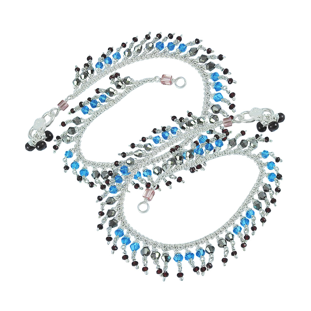Classic Silver Beaded Anklets Delicate Foot Bracelet