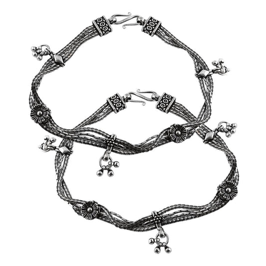Oxidized Silver Anklets Traditional Jewelry