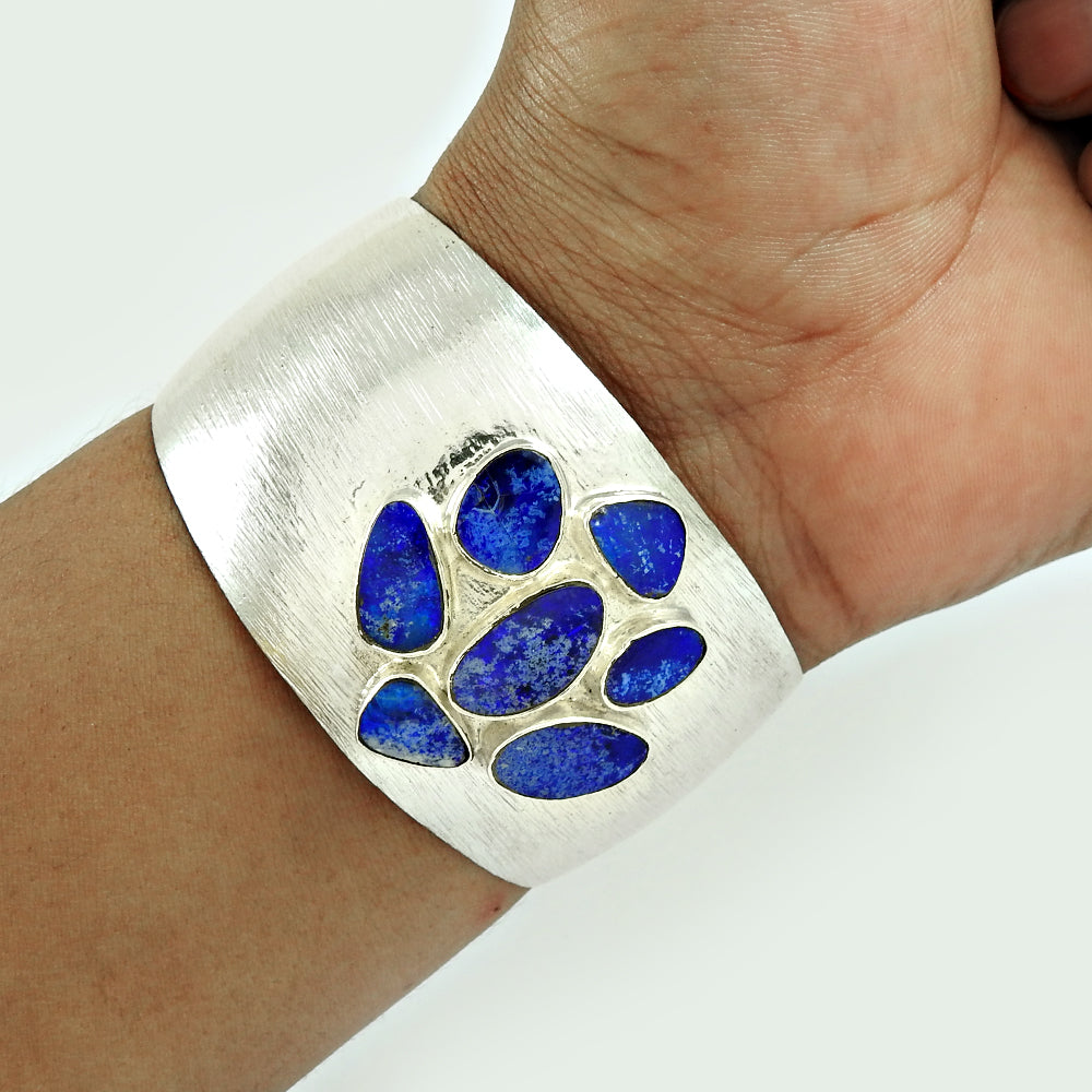 Handmade 925 Sterling Silver Natural Opal Gemstone Bangle