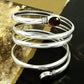 Solid Silver 925 Natural Garnet Gemstone Designer Bangle