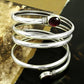 Solid Silver 925 Natural Garnet Gemstone Designer Bangle