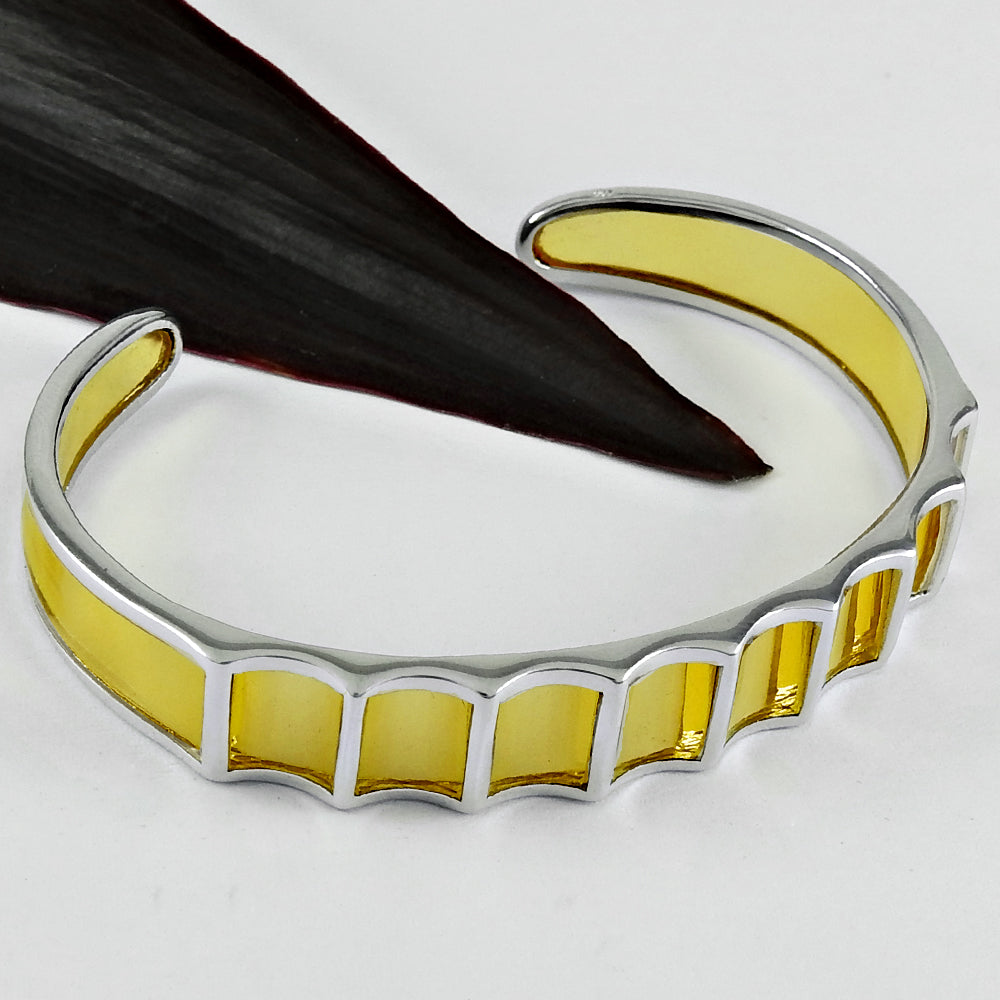 925 Sterling Silver Citrine Quartz Open Cuff Bangle