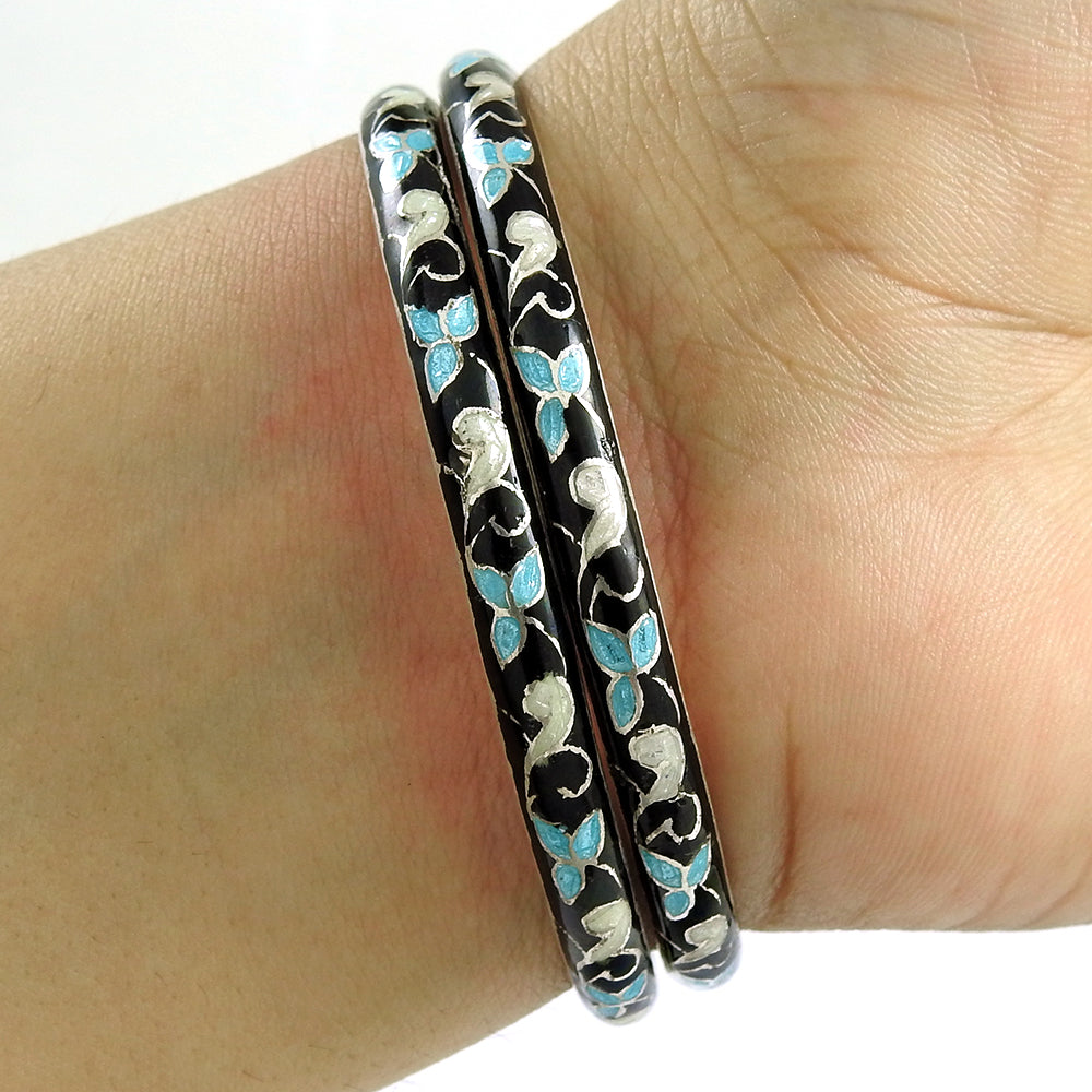 Solid 925 Sterling Silver Enamel Bangles