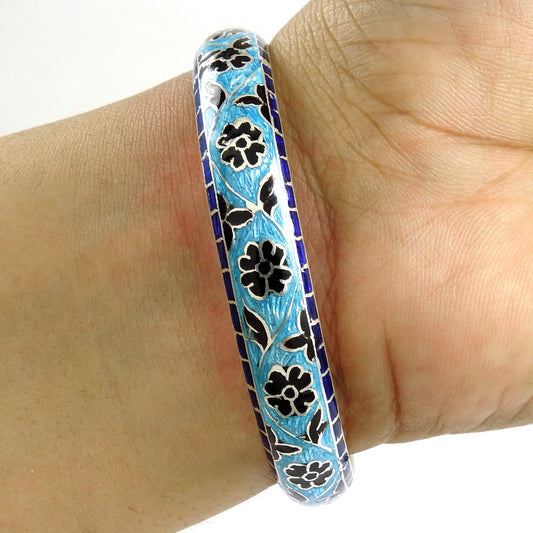 925 Sterling Silver Handmade Enamel Cuff Bangle