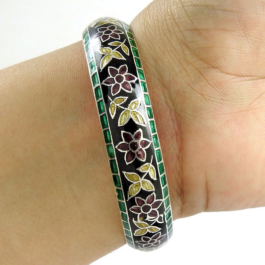 Solid 925 Sterling Silver Enamel Bangle