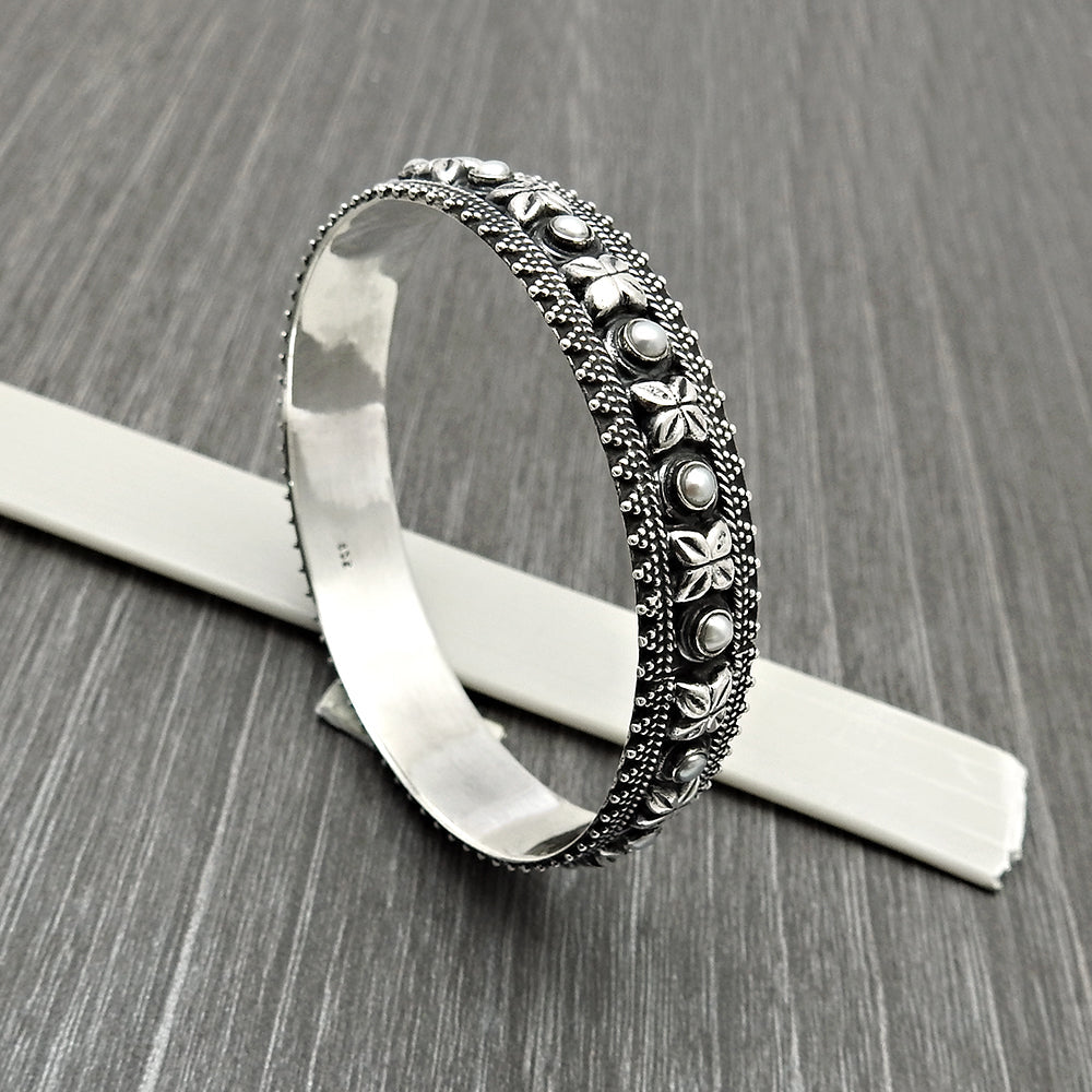Natural Pearl Jewelry 925 Sterling Silver Bangle Artisan For Women O89