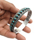 Natural Turquoise Gemstone Bangle Artisan 925 Sterling Silver Indian Jewelry T1