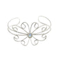 Natural Rainbow Moonstone Gemstone Cuff Flower White Bangle 925 Silver C1
