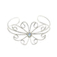 Natural Rainbow Moonstone Gemstone Cuff Flower White Bangle 925 Silver C1