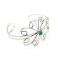 Birthday Gift 925 Silver Natural Turquoise Gemstone Cuff Flower Bangle L1