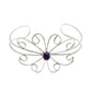 Natural Amethyst Gemstone Cuff Flower Purple Bangle 925 Sterling Silver Q1