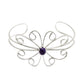Natural Amethyst Gemstone Cuff Flower Purple Bangle 925 Sterling Silver Q1