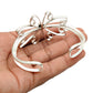 Natural Green Onyx Gemstone 925 Sterling Silver Cuff Flower Bangle For Girls U1