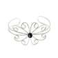 Natural Black Onyx Gemstone Cuff Flower Black Bangle 925 Sterling Silver Jewelry M1
