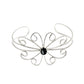 Natural Black Onyx Gemstone Cuff Flower Black Bangle 925 Sterling Silver Jewelry M1