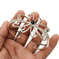 Natural Black Onyx Gemstone Cuff Flower Black Bangle 925 Sterling Silver Jewelry M1