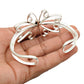 Natural Black Onyx Gemstone Cuff Flower Black Bangle 925 Sterling Silver Jewelry M1