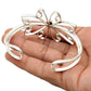 Birthday Gift 925 Silver Natural Labradorite Gemstone Cuff Flower Bangle W1