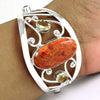 925 Sterling Silver Natural Orange Copper Turquoise Citrine Gemstone Bangle