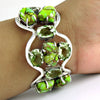Natural Green Copper Turquoise Green Amethyst Solid 925 Sterling Silver Bangle