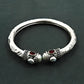925 Silver Natural Pearl Ruby Emerald Gemstone Statement Bangle