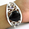 925 Sterling Silver Black Onyx Amethyst Pearl Bangle