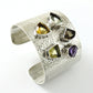 Spiritual Natural Gemstones Solid 925 Sterling Silver Open Cuff Bangle