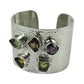 Spiritual Natural Gemstones Solid 925 Sterling Silver Open Cuff Bangle