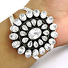 925 Sterling Silver White CZ Vintage Cuff Bangle