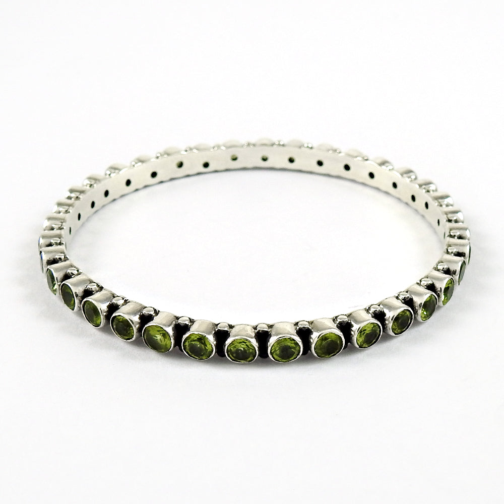 Natural Peridot Gemstone Spiritual Jewelry 925 Sterling Silver Bangle