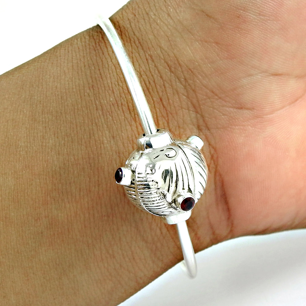 Luxury Handmade 925 Sterling Silver Natural Garnet Bangle