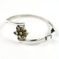 Solid 925 Sterling Silver Natural Citrine Gemstone Flower Bangle
