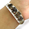 Luxury Natural Smoky Quartz Gemstone Vintage 925 Silver Open Cuff Bangle