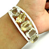 Solid 925 Silver Natural Citrine Gemstone Open Cuff Bangle Woman Gift