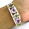 Vintage 925 Silver Natural Green Amethyst Lemon Topaz Amethyst Cuff Bangle