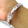 Solid 925 Sterling Silver Natural Ruby White CZ Gemstone Statement Bangle