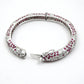Solid 925 Sterling Silver Natural Ruby White CZ Gemstone Statement Bangle
