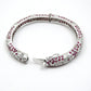 Solid 925 Sterling Silver Natural Ruby White CZ Gemstone Statement Bangle