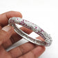 Solid 925 Sterling Silver Natural Ruby White CZ Gemstone Statement Bangle