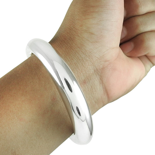 Handmade Solid 925 Sterling Silver Hollow Cuff Bangle