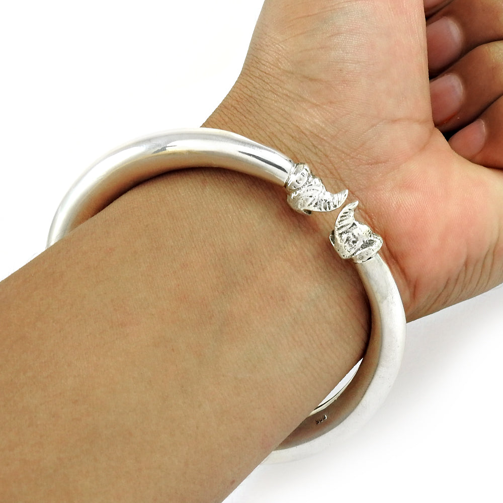 Solid 925 Sterling Silver Statement Bangle Jewelry