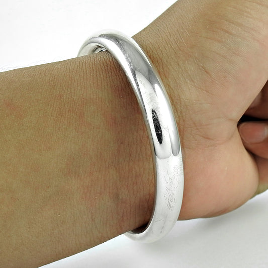 Elegant Solid 925 Sterling Silver Hollow Bangle