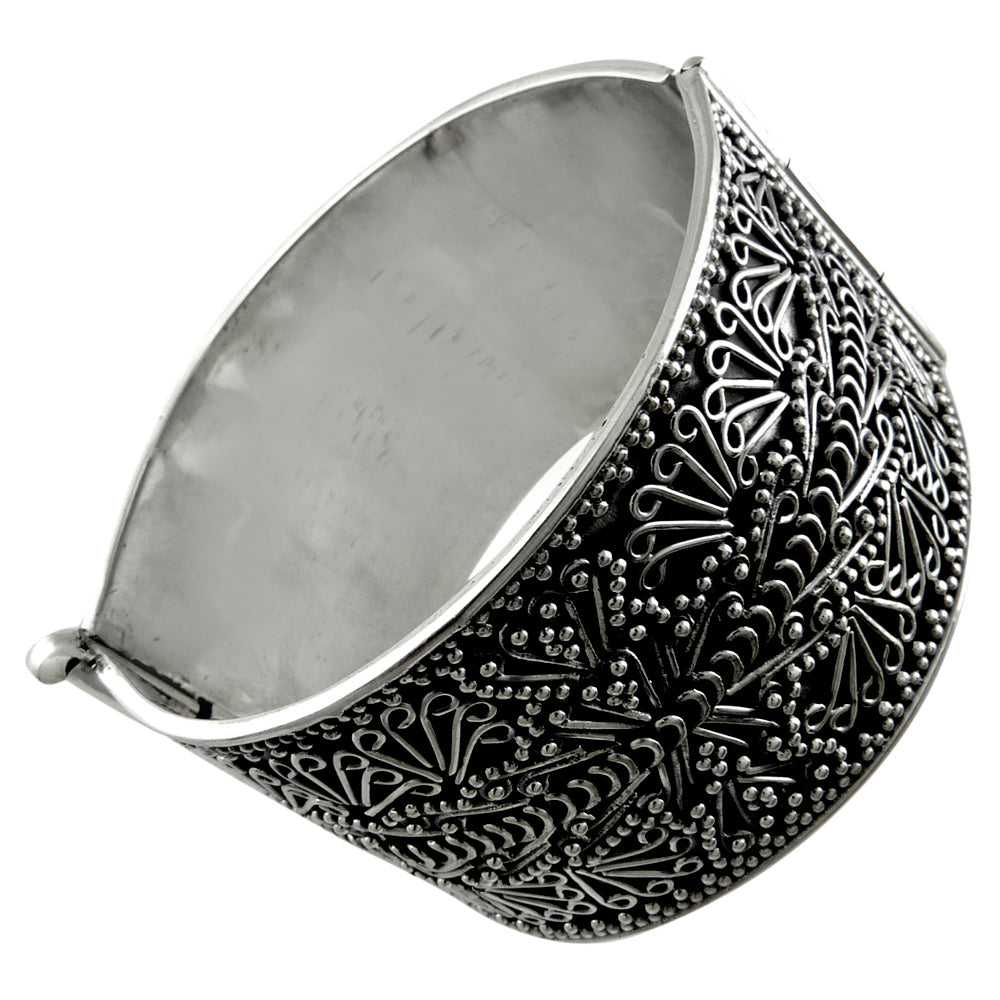 Vintage 925 Sterling Oxidized Silver Wide Designer Cuff Bangle