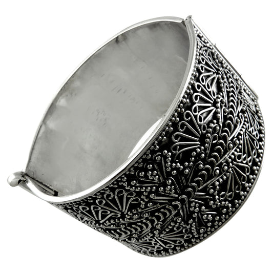Vintage 925 Sterling Oxidized Silver Wide Designer Cuff Bangle