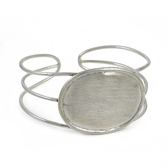 Solid 925 Sterling Silver Open Cuff Bangle for Men Women