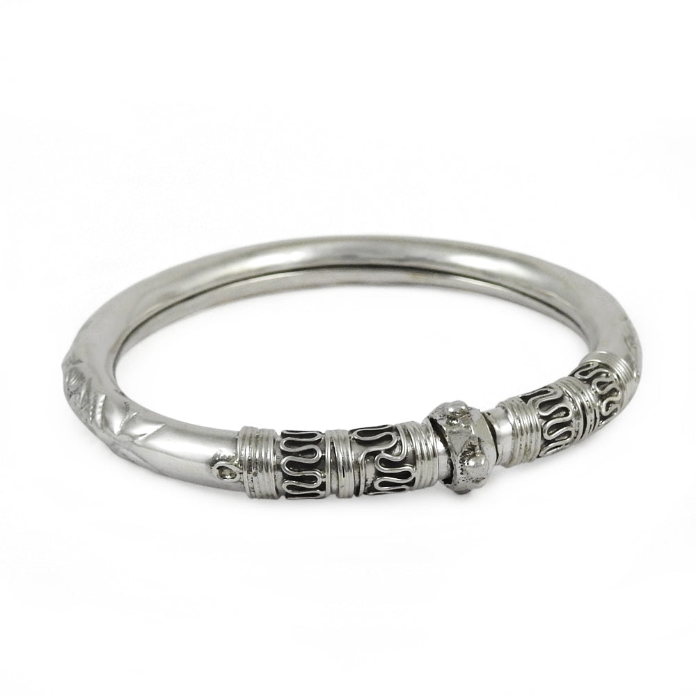 Solid 925 Sterling Silver Artisan Statement Bangle