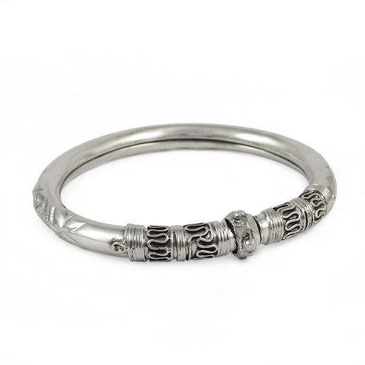 Solid 925 Sterling Silver Artisan Statement Bangle